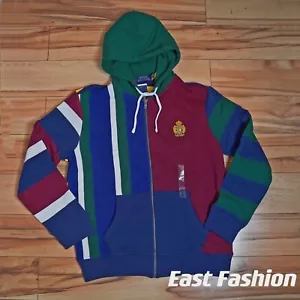 Polo Ralph Lauren Men's Paneled Zip Hoodie Hooded Sweatshirt with Emblem - Picture 1 of 6
