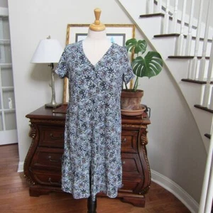 Vestido tejido J. Jill para mujer talla S azul floral en capas con botones delanteros - Imagen 1 de 8