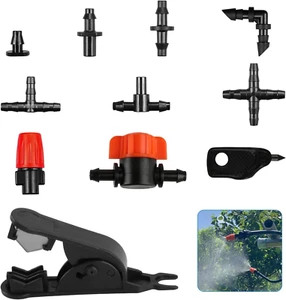 260 Pcs 1/4" Drip Irrigation Fittings Kit - Connectors, Nozzles, Tees, Couplings - Picture 1 of 12