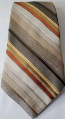 Corbata retro a rayas vintage de hombre Marquis Paris Meier & Frank beige marrón Foto 1 de 4