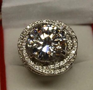 Großer Ring T58 rhodiniert weiß rund 25 mm Marquise Diamant Cz Dolly-Schmuck - Bild 1 von 5