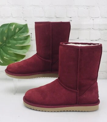 KOOLABURRA by UGG Koola Short Boots Women's Size 7 Burgundy Suede Sheepskin Fur - Image 1 of 4