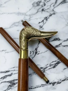 Bastón de latón, bastón con mango de pato, bastón de madera clásico, arte en madera - Imagen 1 de 8