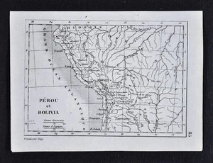 c 1835 Levasseur Map - Peru Bolivia - Lima Cusco Cochabamba Amazon South America - Picture 1 of 1