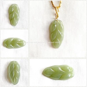 Colgante de hoja de jade Hotan 100 % natural para mujer collar colgante de hoja de alto grado Y009 - Imagen 1 de 10