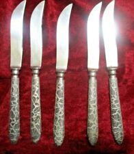 Antique Meriden Cutlery Co. Arabesque Set of 5 Fruit Knives Silver Plate 6.25" 