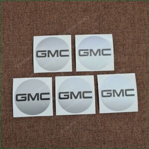 x5 51mm 2" GMC Silver Vinyl Sticker Laminated Wheel Center Cap Decals Kit