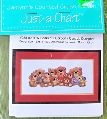 Bears of Duckport Janlynn's Counted Cross Stitch Just a Chart New 12.75" x 4.5" - Image 1 of 3