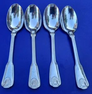 The Main Course MNF2 Japan Versilbert MUSCHEL 4 Dessert/Ovale Suppenlöffel 7 1/8" - Bild 1 von 3