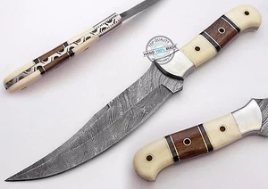 11.75" Custom Made Beautiful Damascus Steel skinning Hunting Knife (993) - Picture 1 of 6