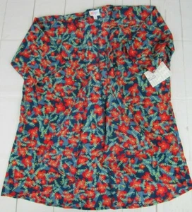 Lularoe Kids Bianka Blue with Red Floral Kimono Size 3 NWT  - Picture 1 of 3