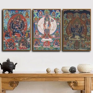 Thangka Tibetan Art Paint Silk Canvas Poster Buddhism Wall Prints Decor TK013 - Picture 1 of 10