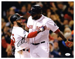 David Ortiz & Dustin Pedroia Signed 11x14 Photo (2013 World Series - Game 2) JSA - Picture 1 of 4