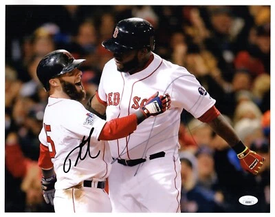 David Ortiz & Dustin Pedroia Signed 11x14 Photo (2013 World Series - Game 2) JSA - Image 1 of 4