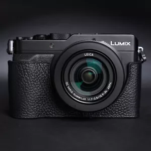 Media cubierta bolsa hecha a mano de cuero genuino para cámara para Panasonic LX100 - Imagen 1 de 12