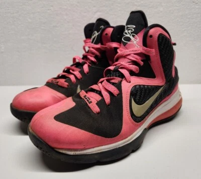 Кроссовки баскетбольные Nike Zoom Lebron James 9 GS Laser розовые черные 472664-600 размер 6,5 года - Изображение 1 из 4