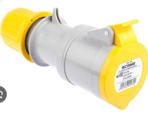 Scame IP44 Yellow Cable Mount 2P+E Industrial Power Socket, Rated At 16A, 110 V - Picture 1 of 3