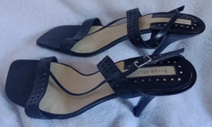 River Island Black High Heel Strappy Sandals, Square Cut Out Detail, Size 8 - Picture 1 of 6