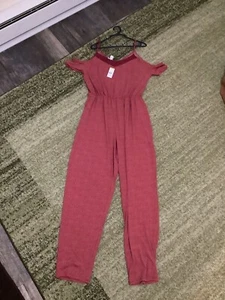 NWT Simply Styled By Sears Large Jumpsuit Red Cold Shoulder  - Picture 1 of 7