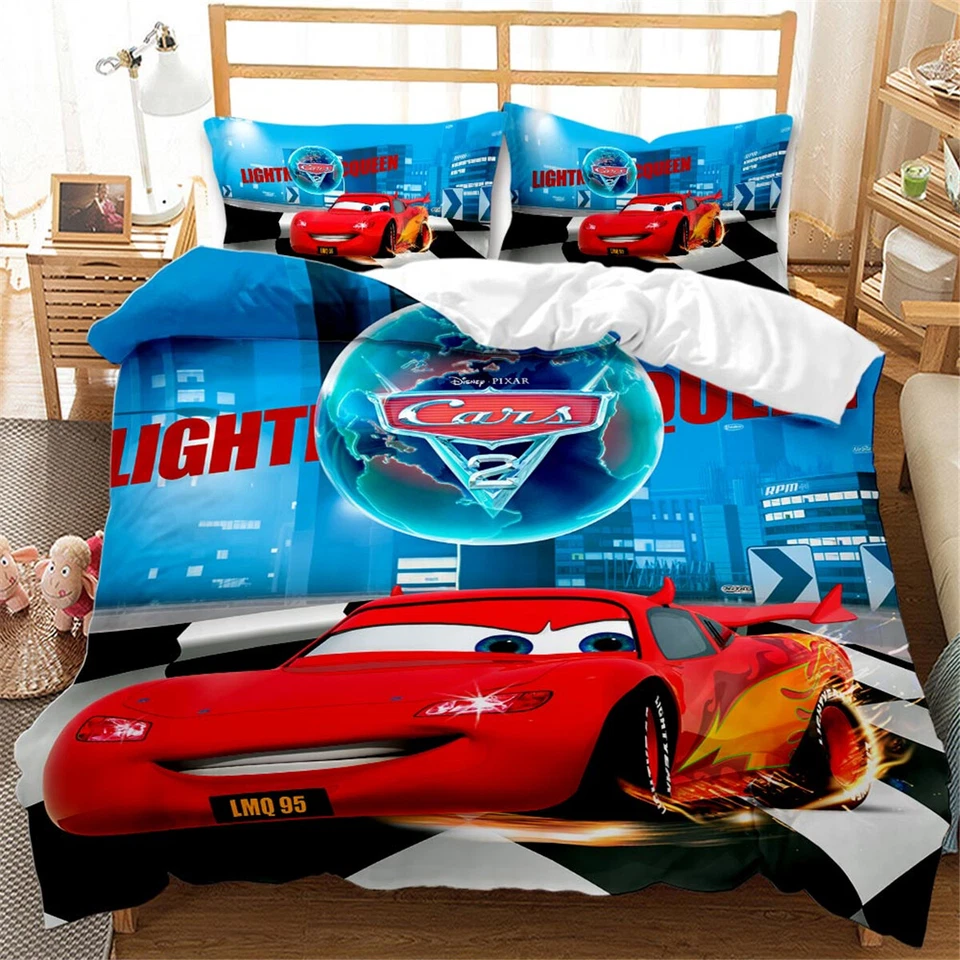Cars McQueen Single Double Queen King Super King Bed Quilt Doona Duvet Cover Set — 第 1/1 张图片