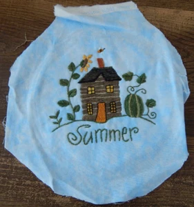 Homemade Embroidered Picture on Fabric SUMMER HOME Ready for Hoop 9" Cottagecore - Picture 1 of 3