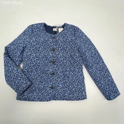 J. Chaqueta acolchada floral Crew Liberty Margaret Annie azul para mujer talla 6 nueva con etiquetas Foto 1 de 4