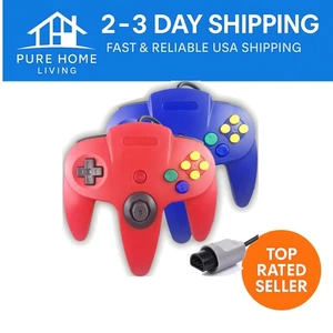 Ergonomic Red and Blue N64 Controllers - Upgraded Joystick for Enhanced Gameplay - Picture 1 of 9