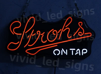 10" Vivid Stroh's On Tap Neon Sign Light Lamp Beer Bar Wall Decor Super Bright - Image 1 of 4