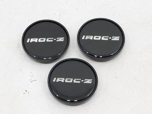 3x 1985 1986 1987 Chevy Camaro IROC-Z Center Cap Black with Silver Lettering - Picture 1 of 8