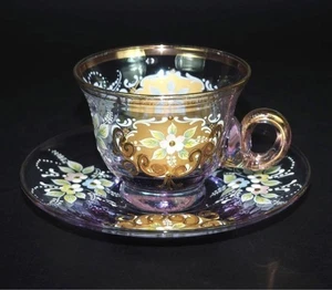 Old Italian Murano Glass Cup & Saucer - Picture 1 of 12