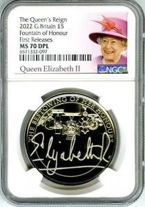 2022 GREAT BRITAIN 5PD NGC MS70 DPL QUEENS REIGN FOUNTAIN OF HONOUR FR “TOP-POP” - Picture 1 of 4