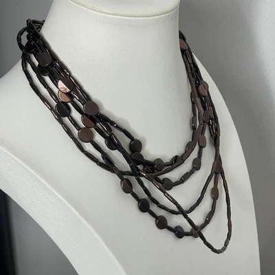 Collar Chico's Disfraz Firmado Joyería COBRE Cuentas Colores Multi Hilo Cuentas Foto 1 de 4