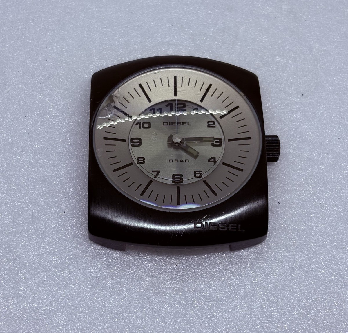 DIESEL ウォッチ レザー Authentic DIESEL Silver Watch Leather Band - Blackout Face