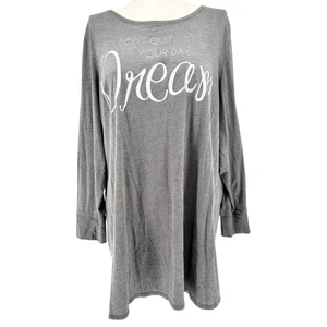 Cacique Sleep Shirt Womens 26/28 Gray Don't Quit Your Day Dream Soft Cotton Poly - Picture 1 of 8