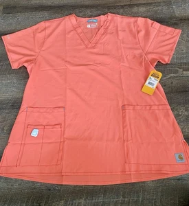 NWT Carhartt Cross-Flex Force Modern Fit Coral Scrub Top Women’s Size XL - Picture 1 of 11