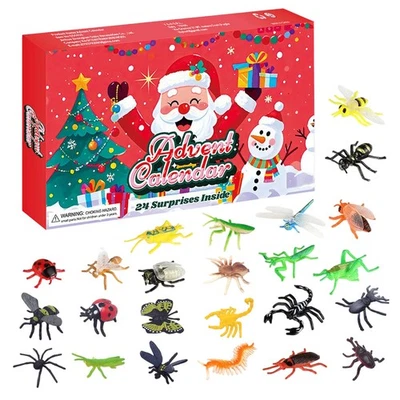 Christmas Countdown Surprise Advent Calendar Set 24 Days Insect Keychain Toys - Image 1 of 4