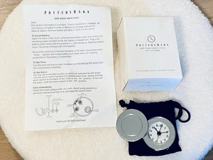 Pottery Barn Aldo Travel Alarm Clock Silver Plated 2” With Dust Bag - Picture 1 of 7