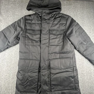 Parka de plumón Karl Lagerfeld Paris para hombre talla L negra forrada de piel sintética nueva sin etiquetas precio de venta sugerido por el fabricante $695 Foto 1 de 4