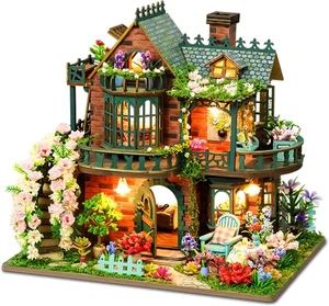 Elfengarten DIY Bücherecke Kit mit LED - 3D Holz Puppenhaus Bastelset für Erwachsene - Bild 1 von 7