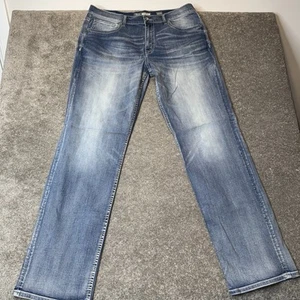 Jeans BKE Hombre Estilo ABP17019 38XXL NUEVOS SIN ETIQUETAS Azul Desteñido Pierna Recta Elastizado Denim - Imagen 1 de 9
