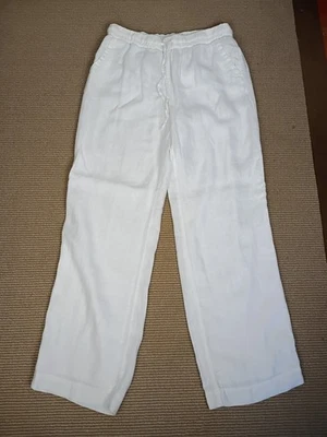 Charter Club Women's Pants M White 100% Linen Drawstring Elastic Waist New - Image 1 of 4