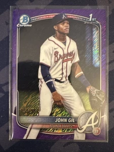2025 Bowman Chrome Prospect 1st John Gil Purple Shimmer /250 Atlanta Braves Gill - Picture 1 of 2