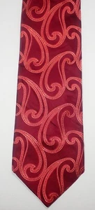 TED BAKER RED W/ WOVEN PAISLEY 100% SILK NECK TIE MADE IN USA 60" - Picture 1 of 7