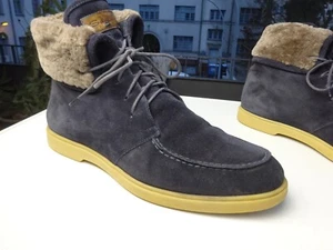 SANTONI 17891 DETROIT BOOTS He Schuhe Wildleder Lammfell Italy Gr.46(UK10,5) TOP - Picture 1 of 19