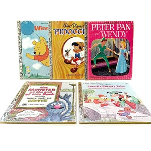 Vintage 1982 Little Golden Book Lot of 5 Disney Peter Pan Winnie the Pooh Sesame - Picture 1 of 11