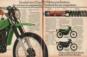 1977 Yamaha DT125 and DT175 Monocross Enduros - 2-Page Vintage Motorcycle Ad - Picture 1 of 1