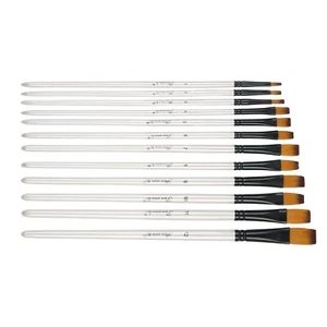 12* Nylon Wool Artist Paint Brushes Fit For Watercolour Acrylic Gouache Tool - Picture 1 of 12