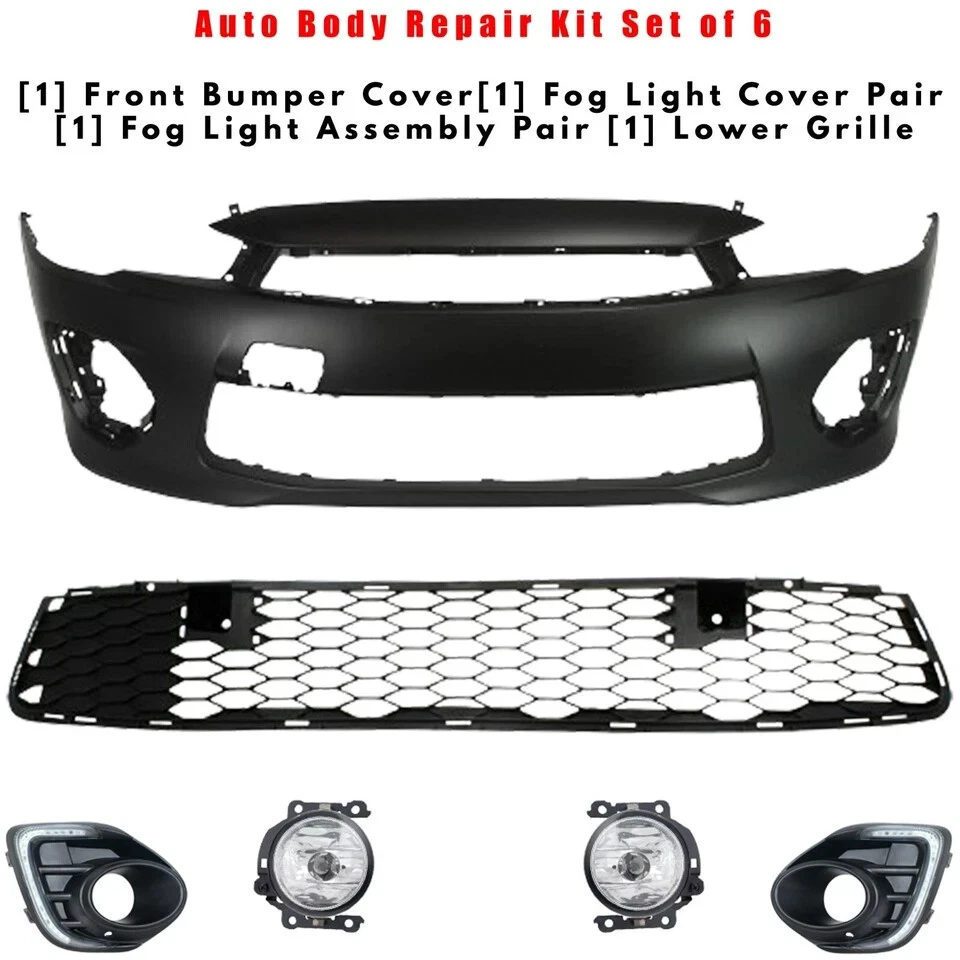 Front Bumper Cover Fascia And Fog Light Assembly For 2016-2017 Mitsubishi Lancer - Image 1 of 4