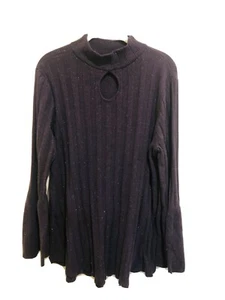 Style & Co. Women’s Pullover Top Sweater Size Large L Purple Ribbed Keyhole - Picture 1 of 7