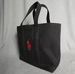 Polo Ralph Lauren Pony Big Tote Bag (Medium) Black Red Pony Vintage - Picture 1 of 10
